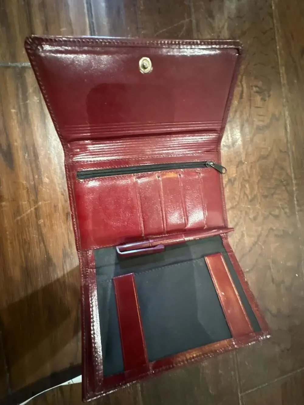 Macel Vintage Red Leather Checkbook Planner Wallet Organizer